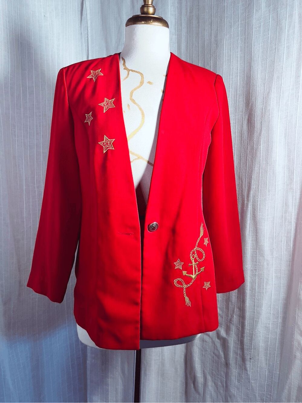 John Roberts Blazer Size 6 80's Vintage Embroidered Going Out Glam Rock Jacket